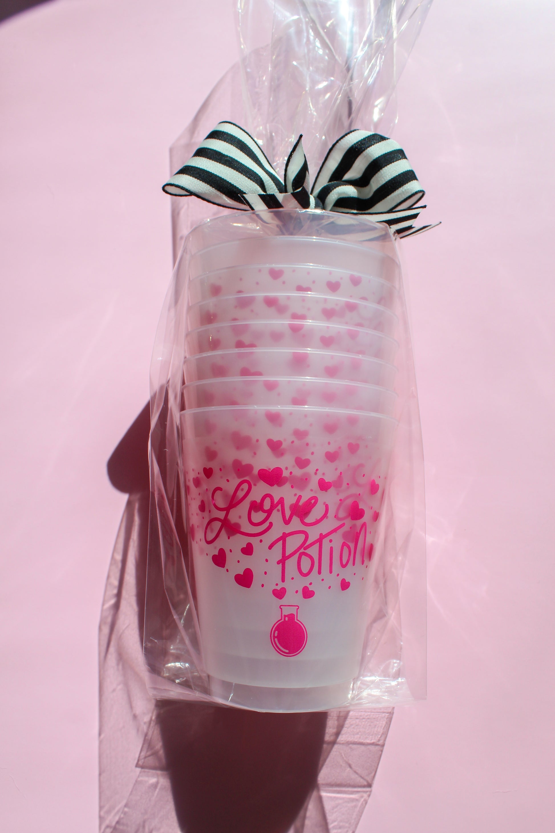 Love Potion Valentines party cups, dishwasher safe reusable cups
