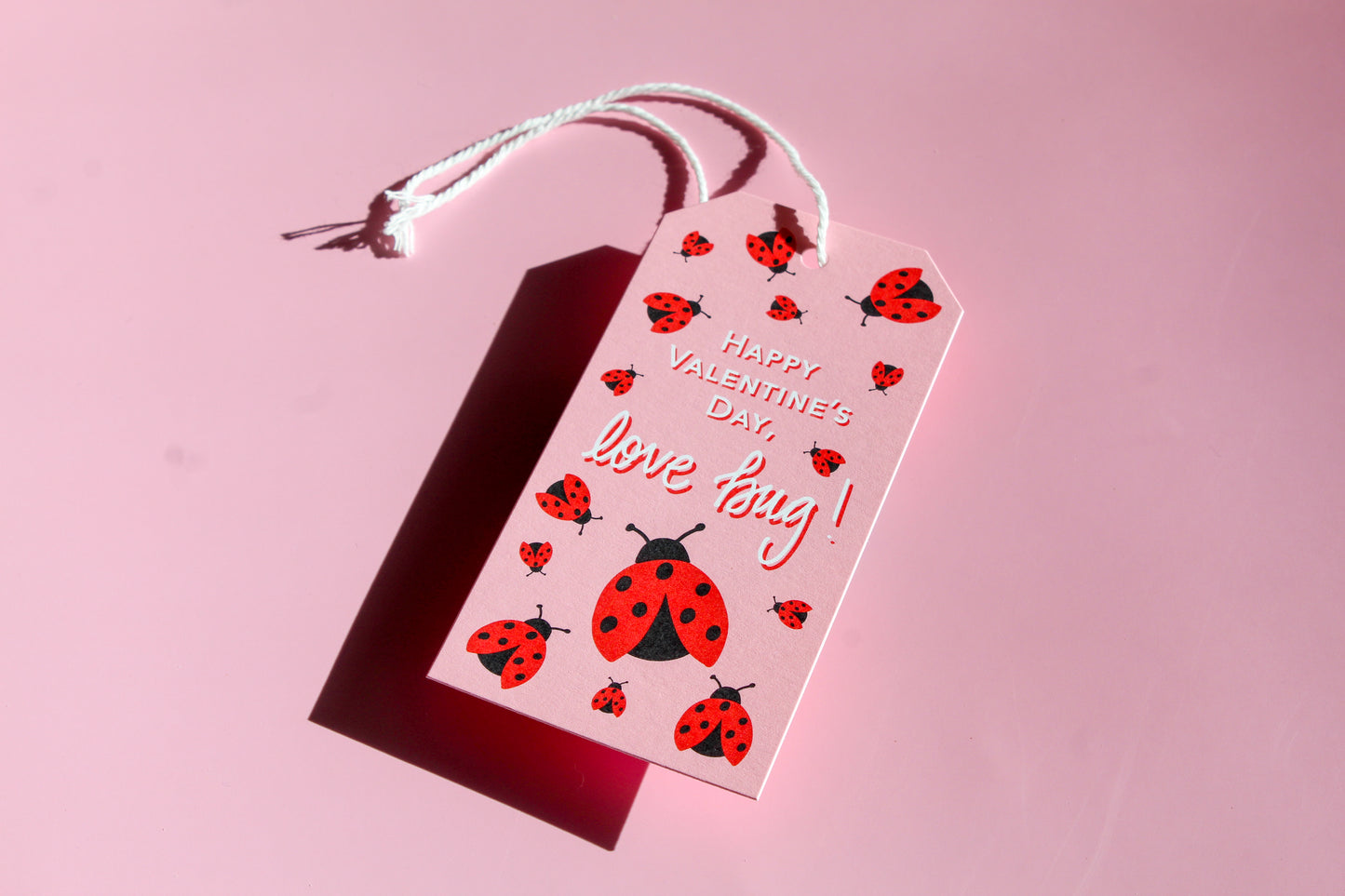Love Bug Valentine Gift Tags come in sets of eight and include white string. 