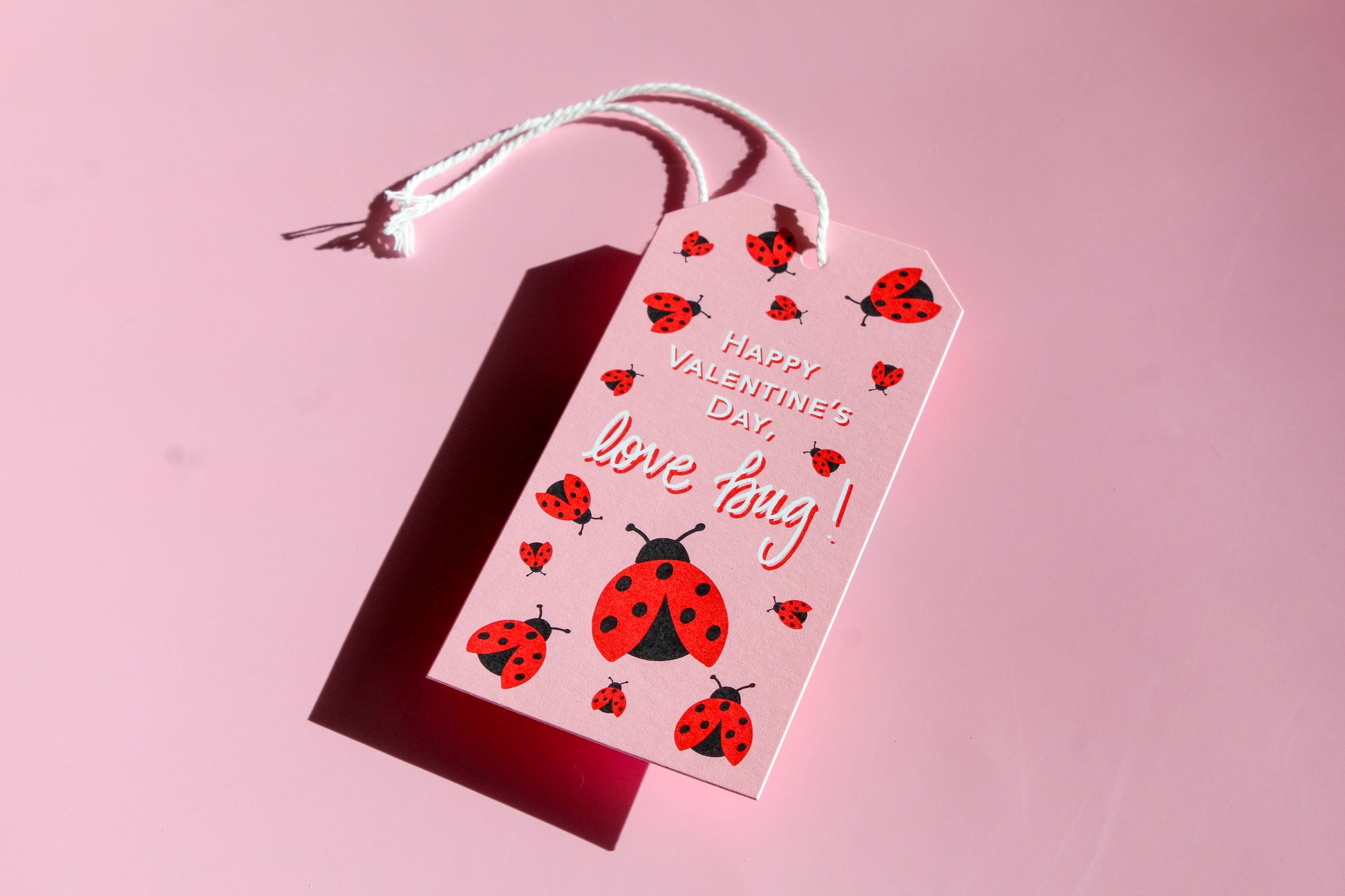 Love Bug Valentine Gift Tags come in sets of eight and include white string. 
