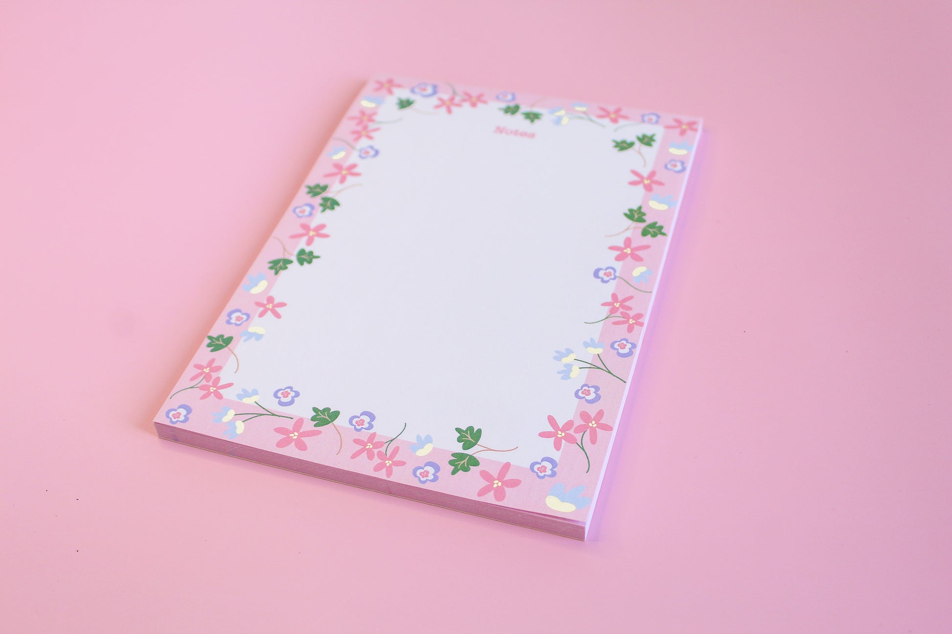 Floral Notepads, adorned with flowers, pink notepad