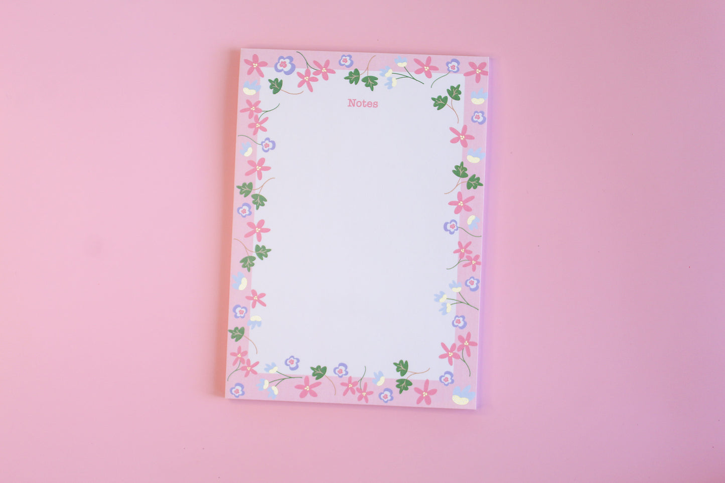 Floral Notepads, adorned with flowers, pink notepad