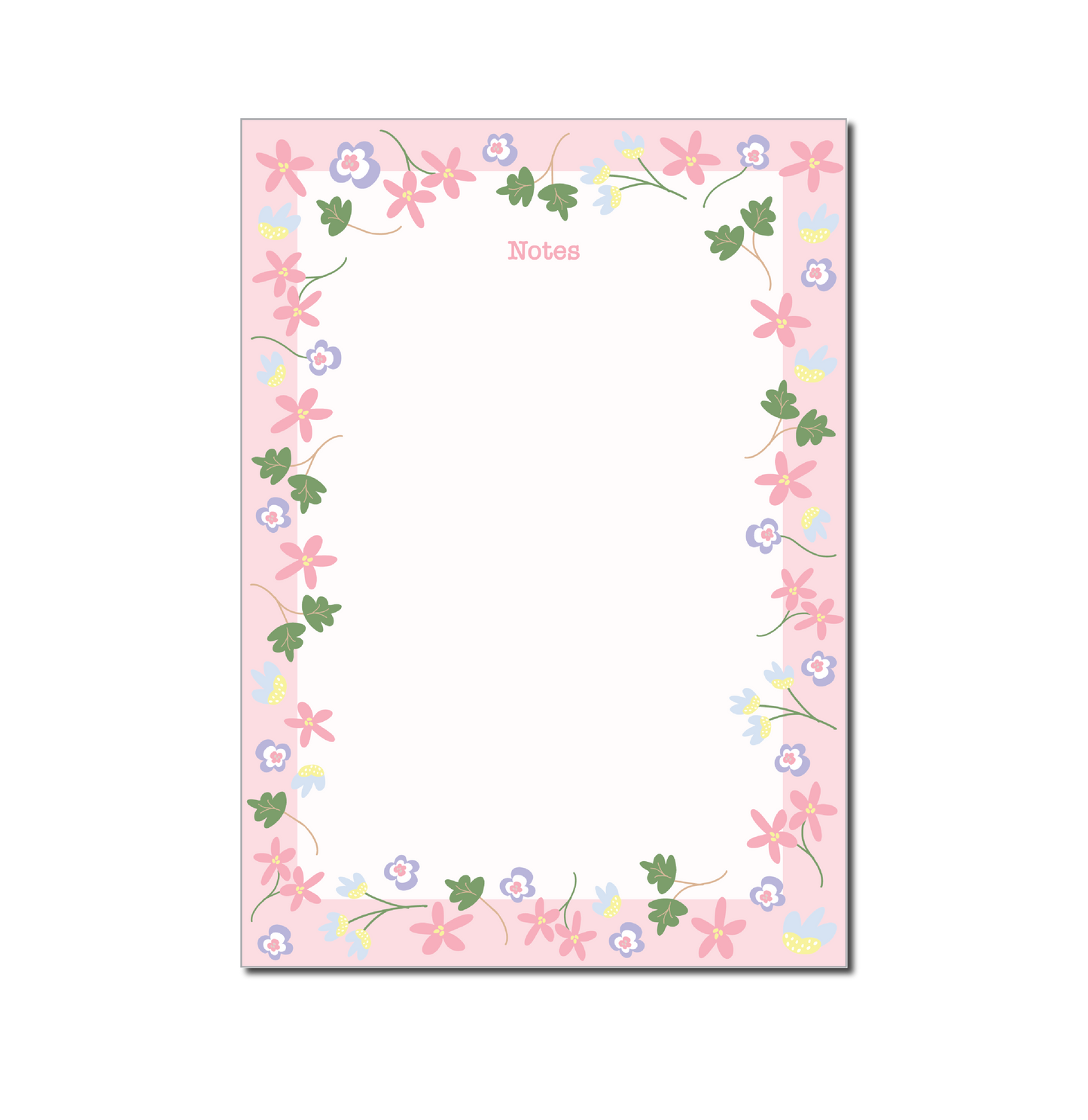 Floral Notepads, adorned with flowers, pink notepad