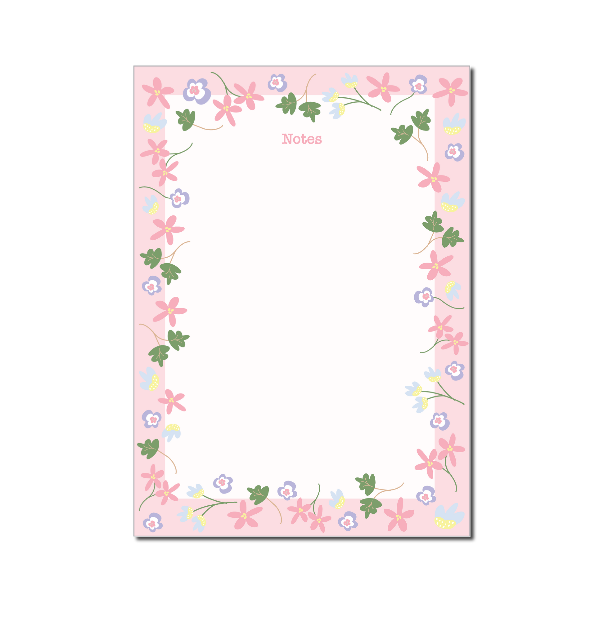 Floral Notepads, adorned with flowers, pink notepad