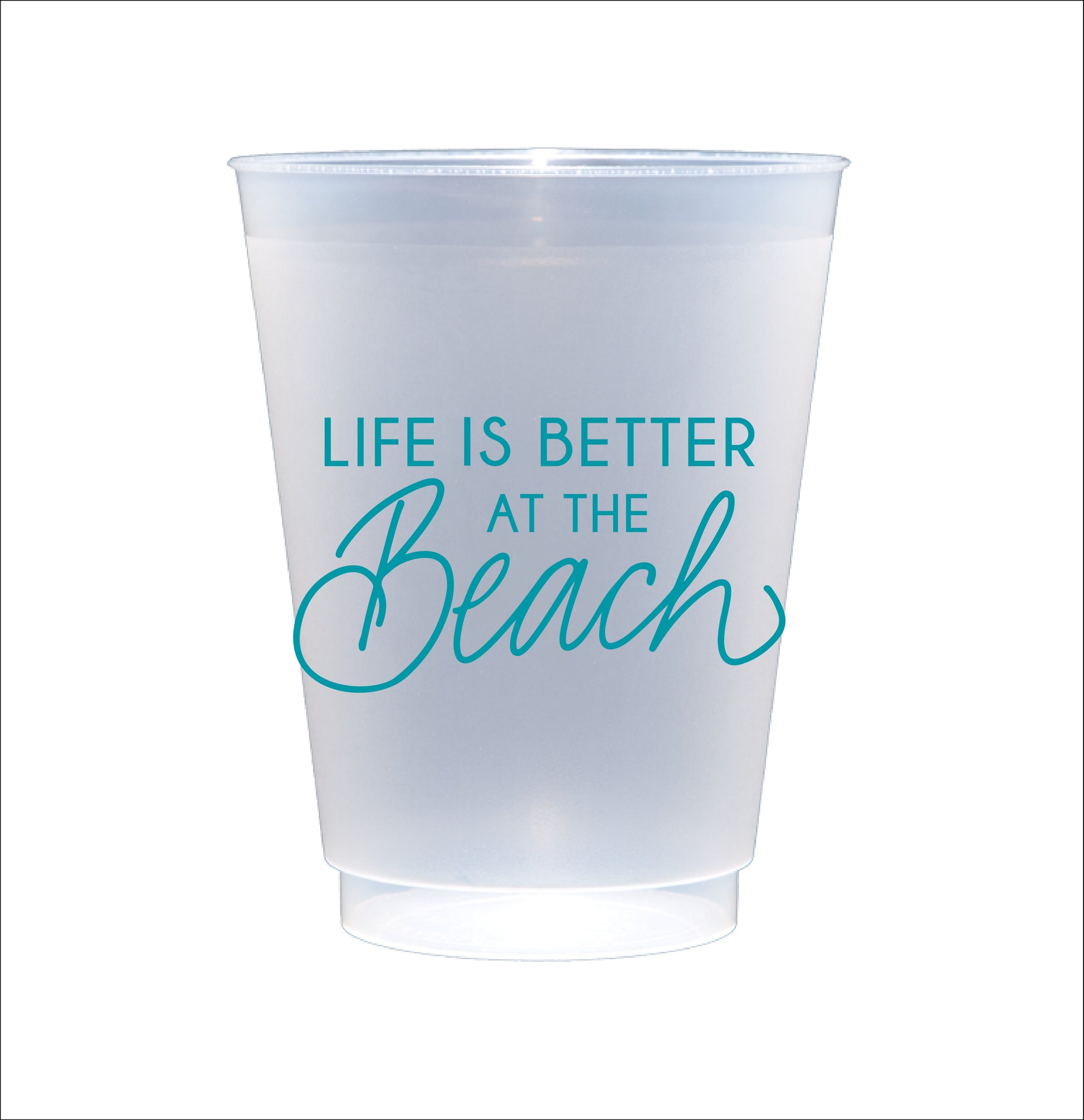 These cups are perfect for your next beach vacation or weekend. Best of all, you can use these time and time again - they're dishwasher safe!  These fun and reusable cups come in a cellophane sleeve with a black and white striped ribbon tied in a bow at the top. 