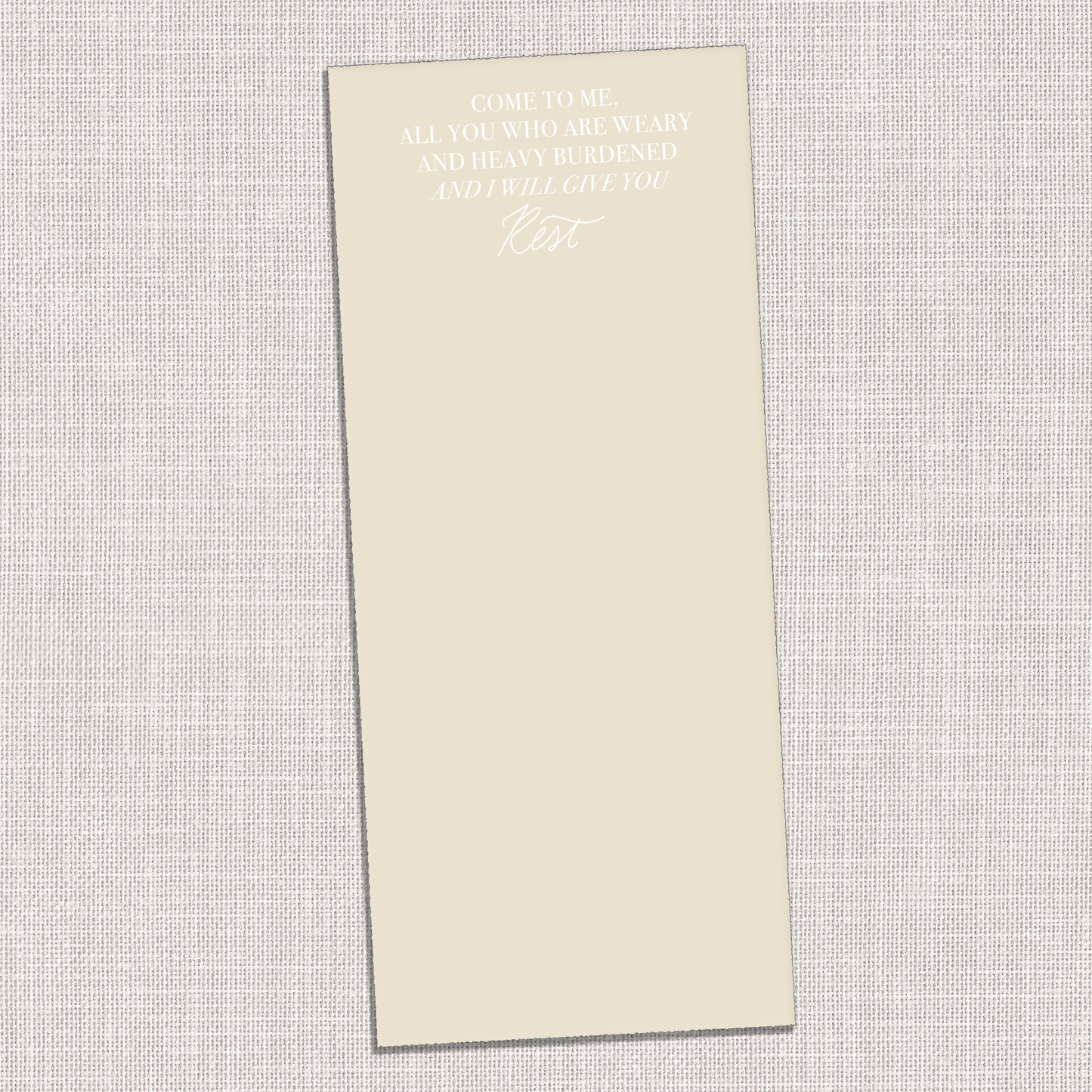 'Come To Me All You Who Are Weary And Heavy Burdened' Notepad. Christian notepad.